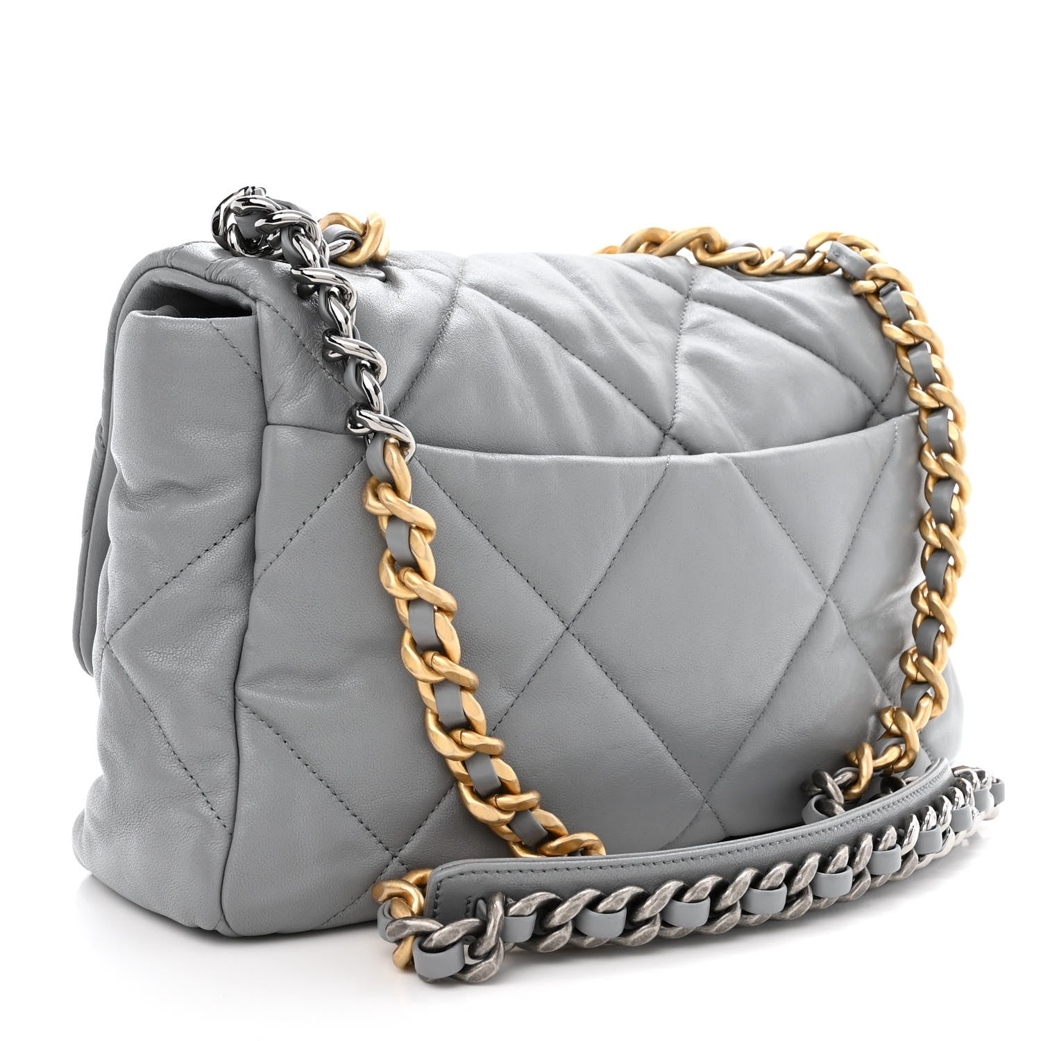 Chanel Lambskin Quilted Large Chanel 19 Flap Grey 3 of 12