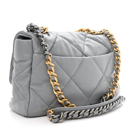 Chanel Lambskin Quilted Large Chanel 19 Flap Grey 3 of 12