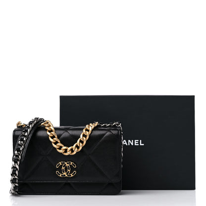 Chanel Lambskin Quilted Chanel 19 Wallet On Chain WOC Black 11 of 11