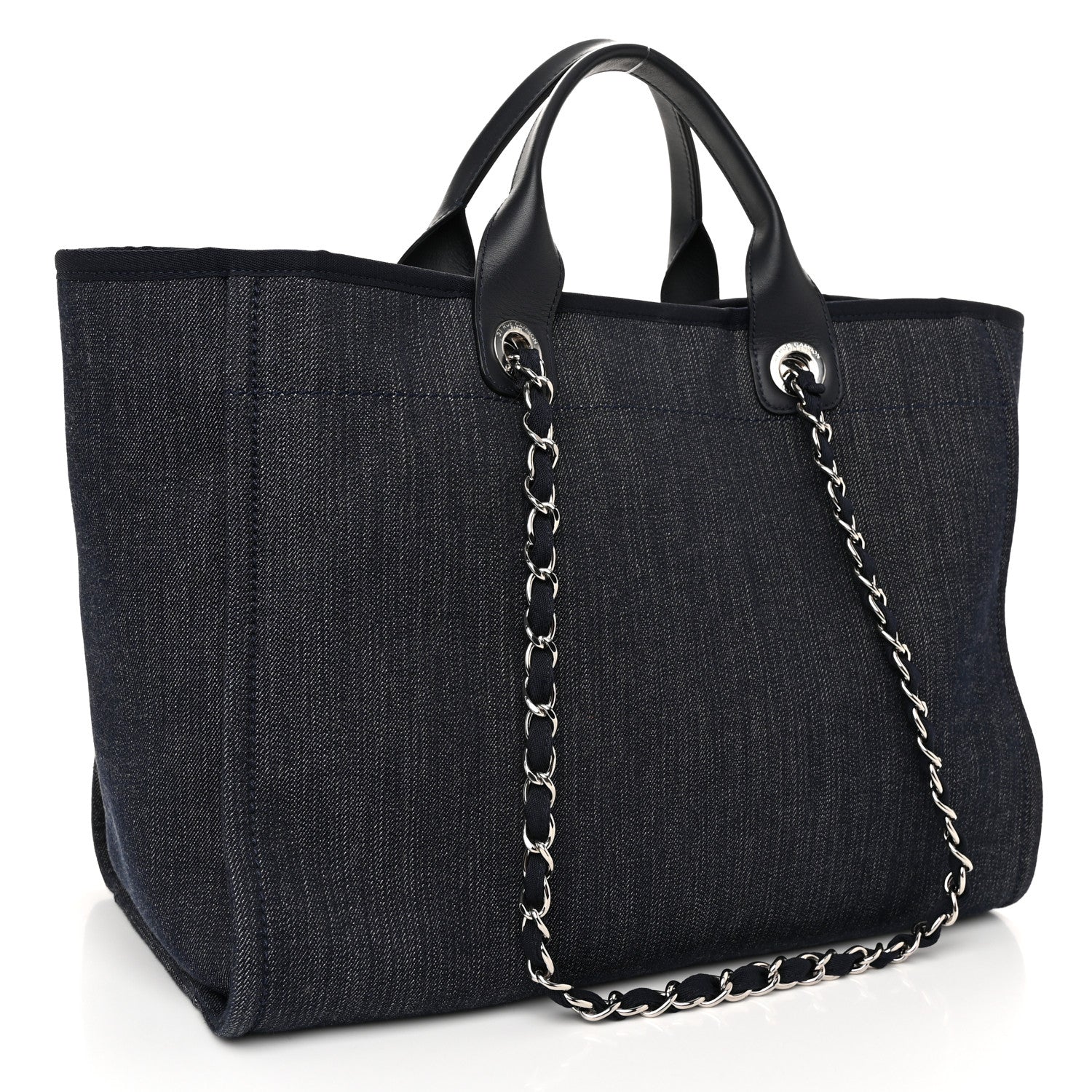 Chanel Denim Medium Deauville Tote Blue Orange 3 of 11
