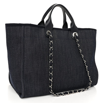 Chanel Denim Medium Deauville Tote Blue Orange 3 of 11