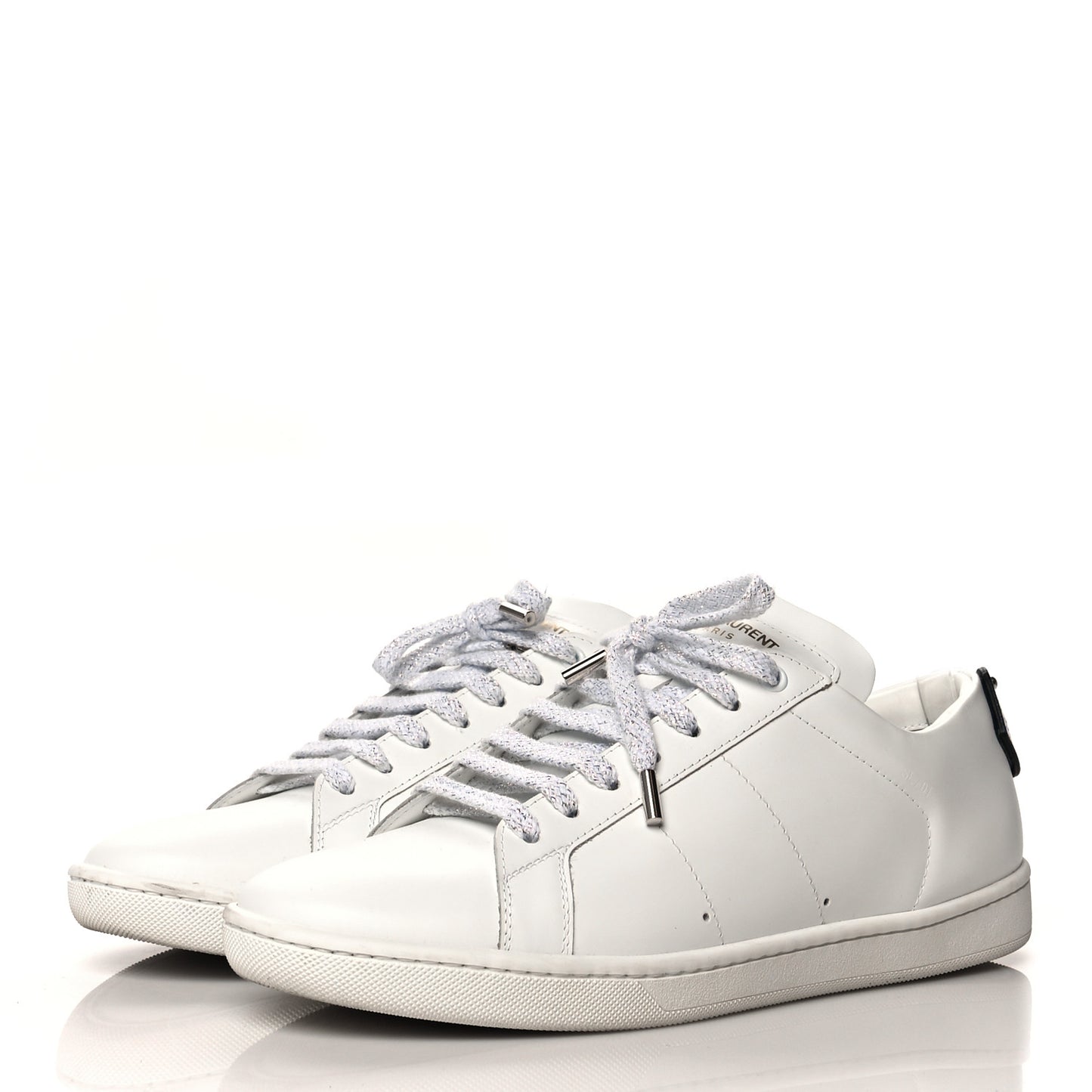 Calfskin Metallic Ayers Signature Court Lips Sneakers 40.5 Optic White