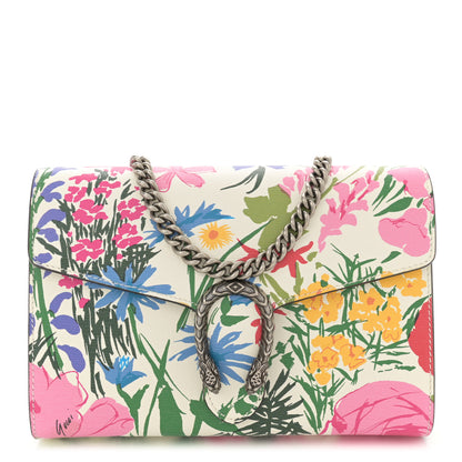 Gucci X KEN SCOTT New Shangai Calfskin Jardin D'Avril Floral Print Mini Dionysus Chain Wallet Ivory Pink 1 of 11