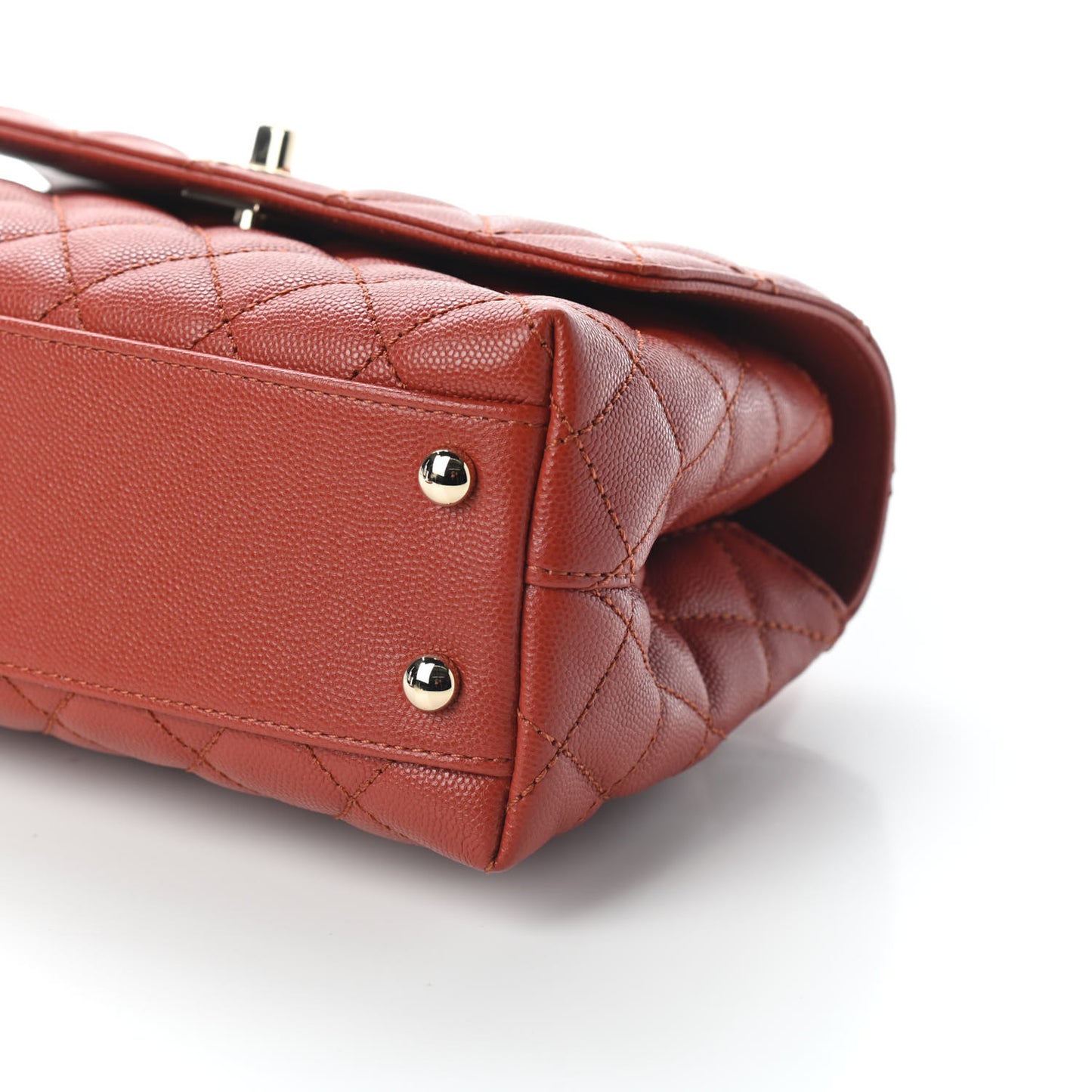 Caviar Quilted Mini Coco Handle Flap Brown