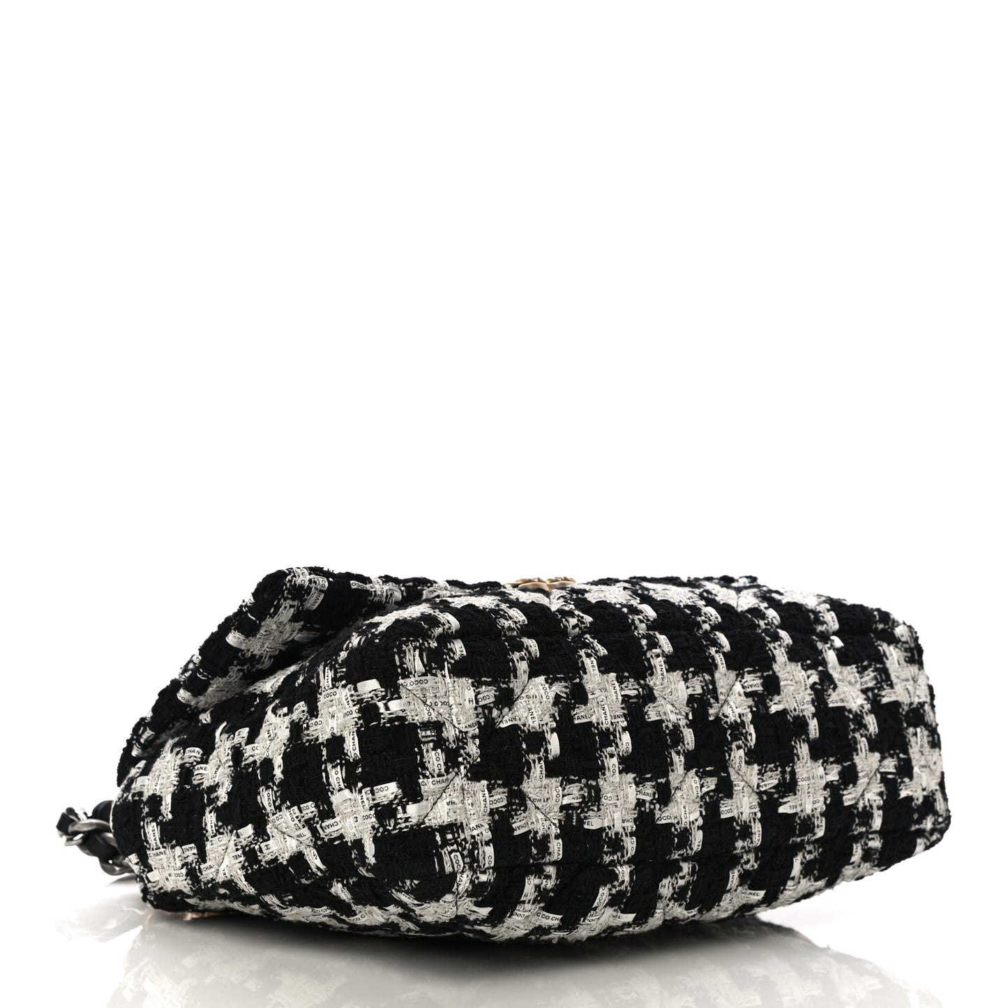 Tweed Quilted Large Chanel 19 Flap Black Ecru White