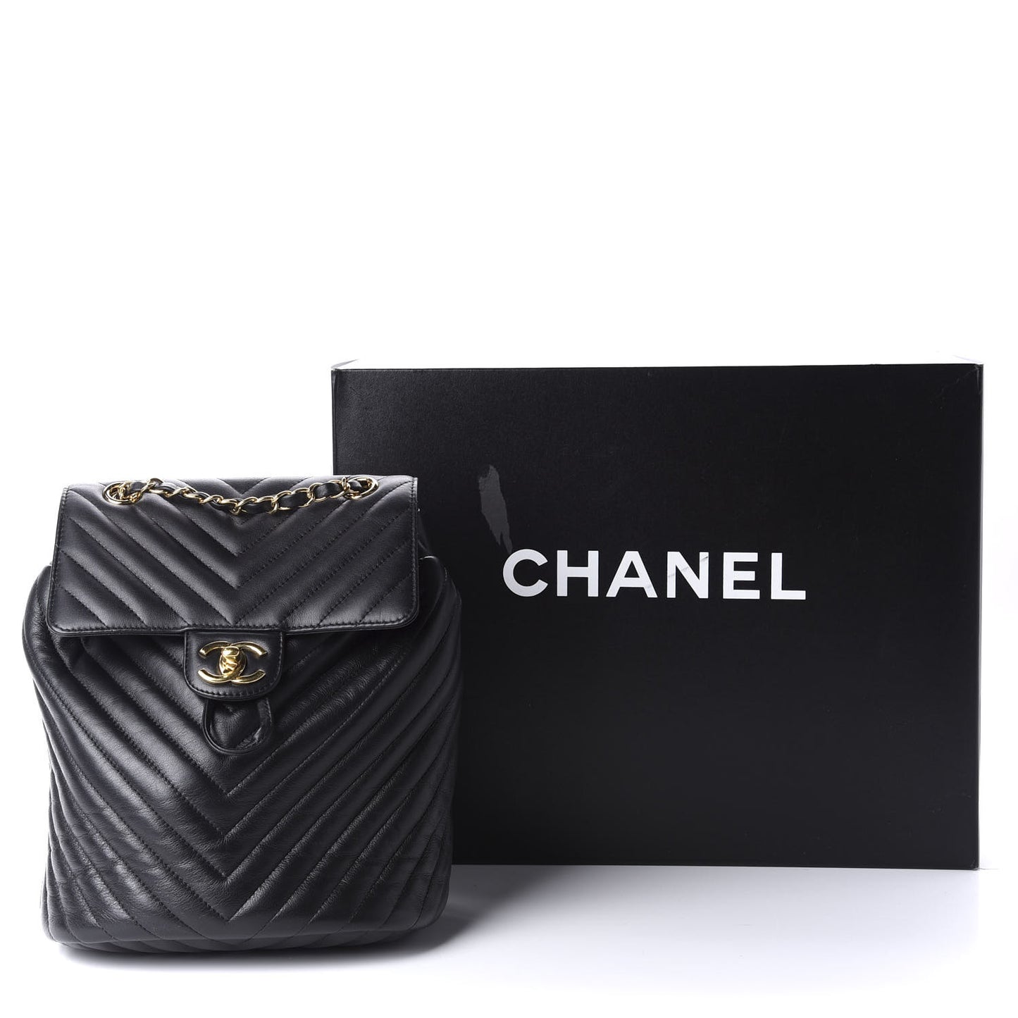 Calfskin Chevron Quilted Small Urban Spirit Backpack Black