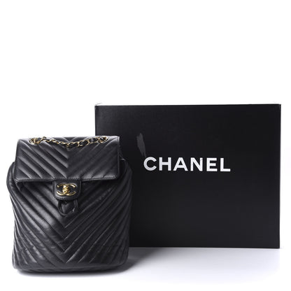 Chanel Calfskin Chevron Quilted Small Urban Spirit Backpack Black 11 of 11