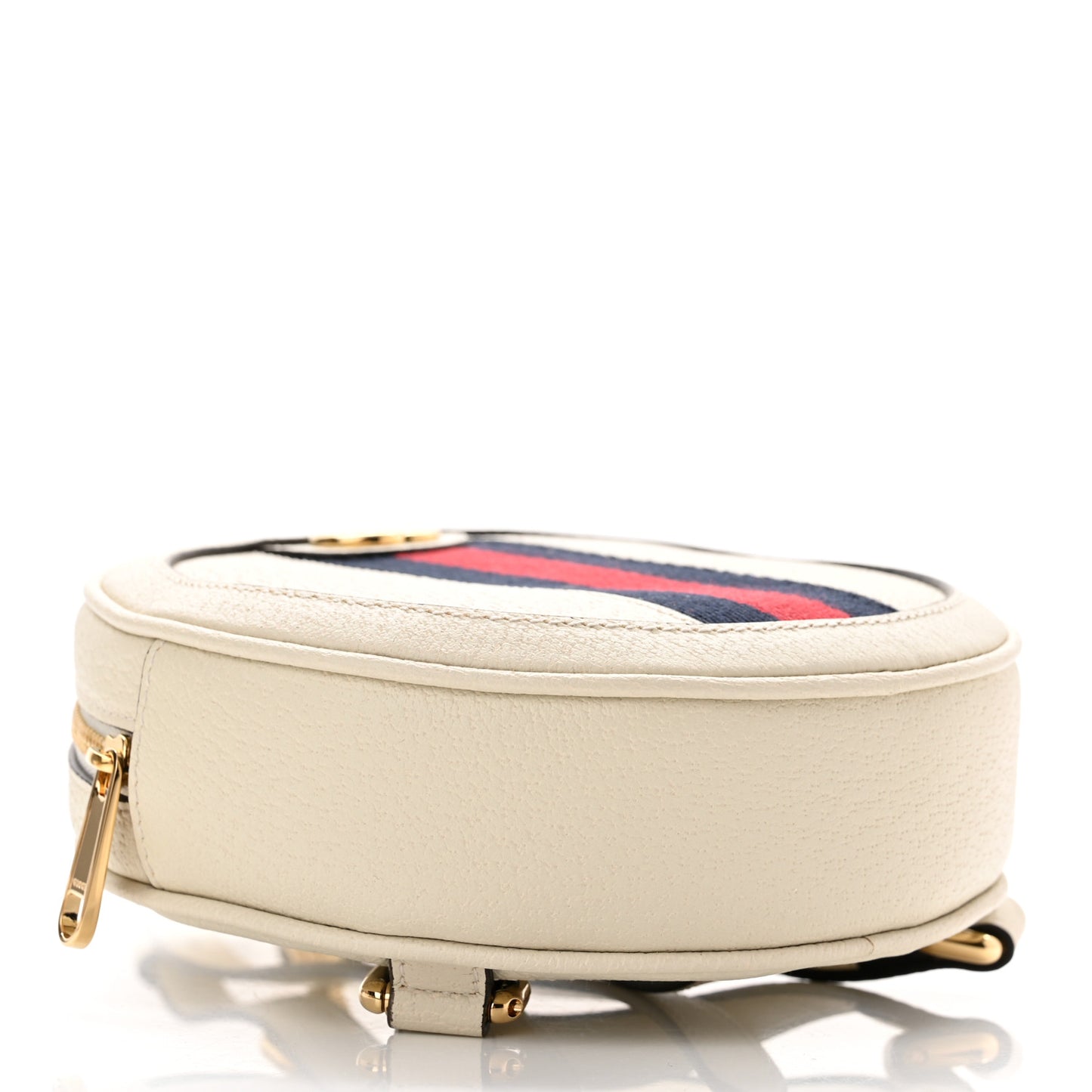 Textured Calfskin Web Mini Ophidia Round Backpack Mystic White