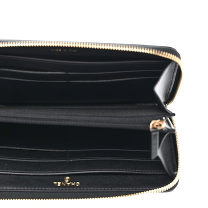 Chanel Caviar Quilted Filigree Zip Around Wallet Beige Black 5 of 8
