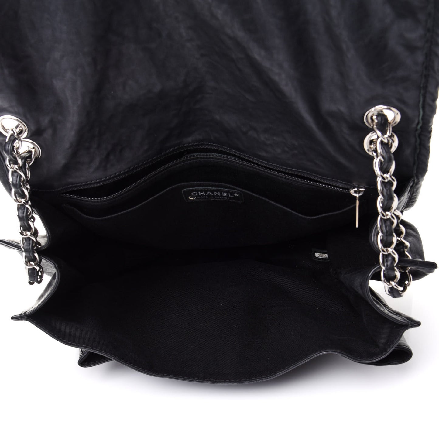 Washed Lambskin Accordion Flap Black