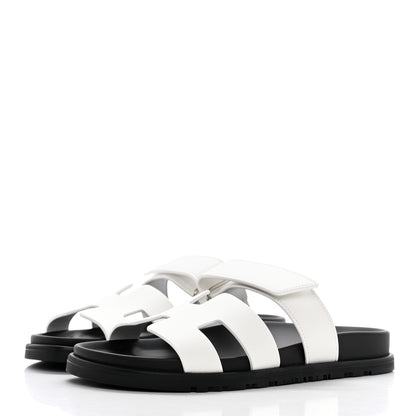 Hermes Calfskin Womens Chypre Sandals 37 White 3 of 9