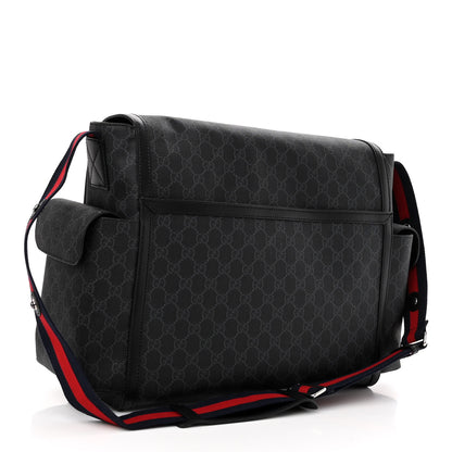 Gucci GG Supreme Monogram Web Messenger Diaper Bag Black Grey 4 of 10