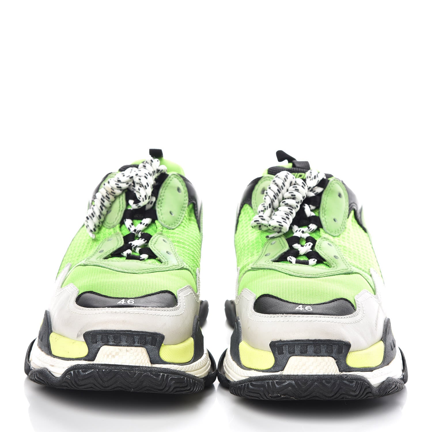 Balenciaga Fabric Mesh Nappa Mens Triple S Sneakers 46 Vert Fluo Black 2 of 8