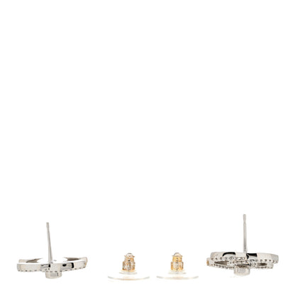 Chanel Crystal CC Turnlock Earrings Silver 3 of 5