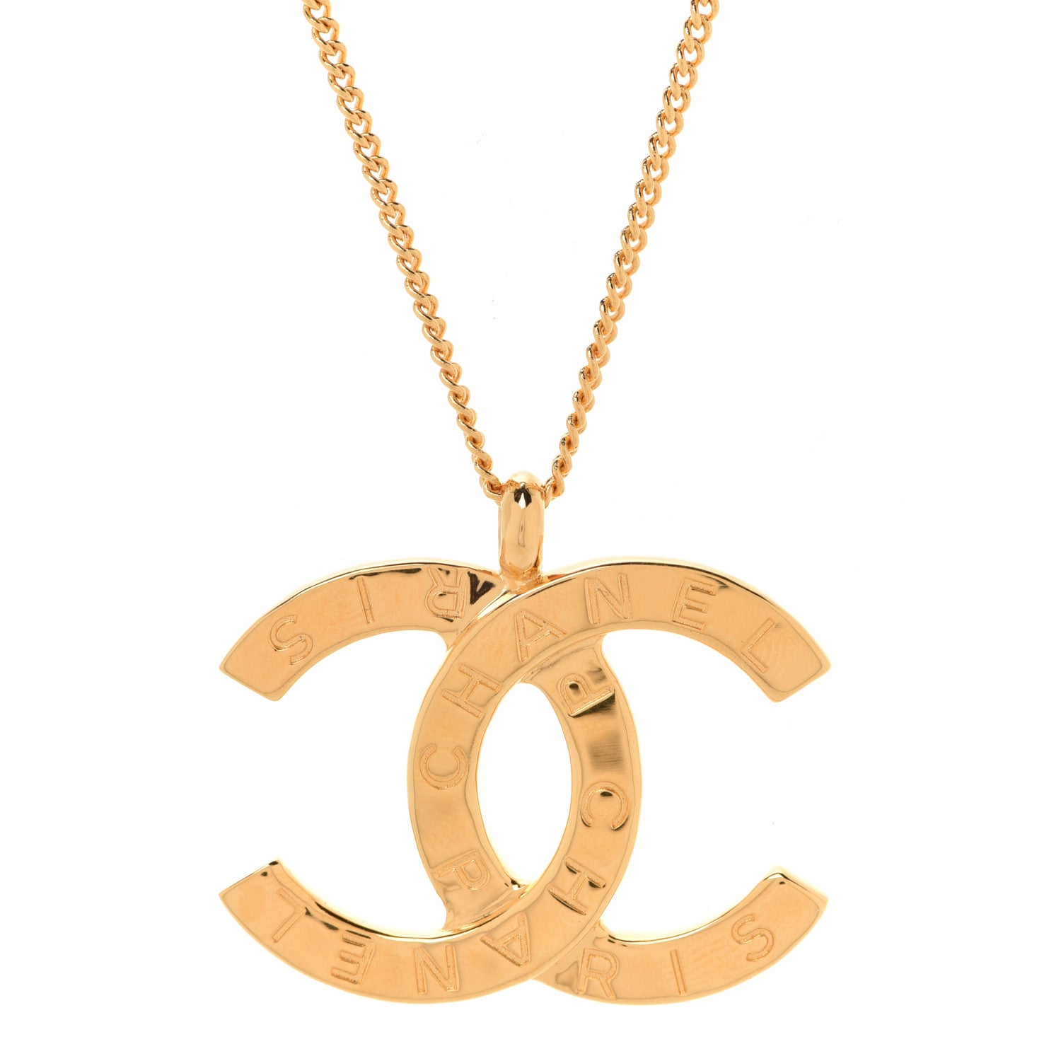 Chanel Metal CC Paris Button Necklace Gold 4 of 6