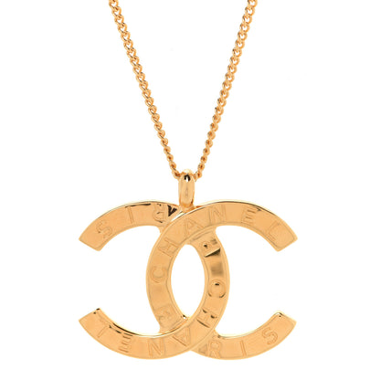 Chanel Metal CC Paris Button Necklace Gold 4 of 6