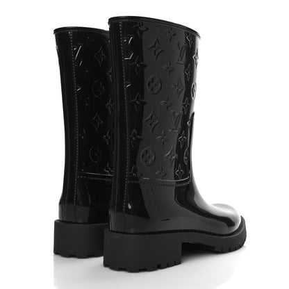Louis Vuitton Rubber Embossed Monogram Drops Flat Half Boots 39 Black 4 of 8