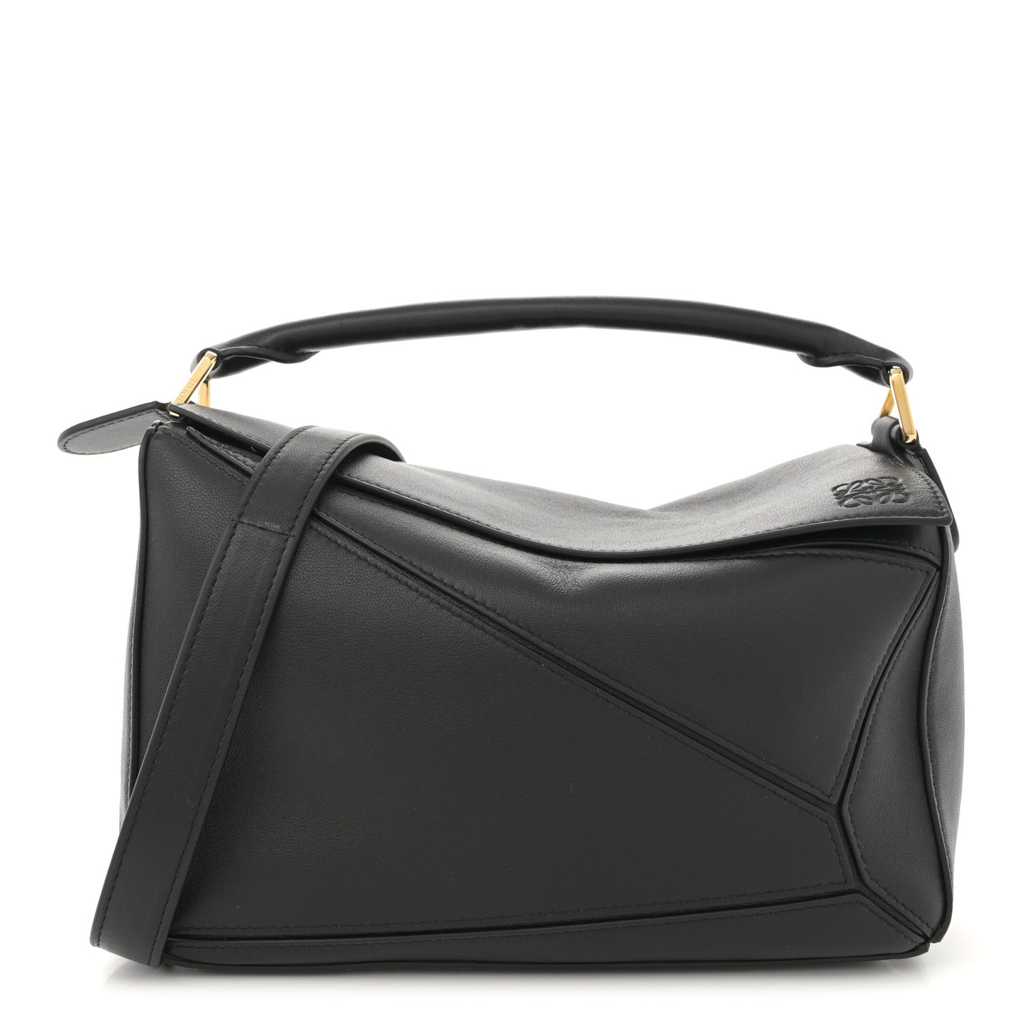 Lambskin Small Featherlight Puzzle Bag Black
