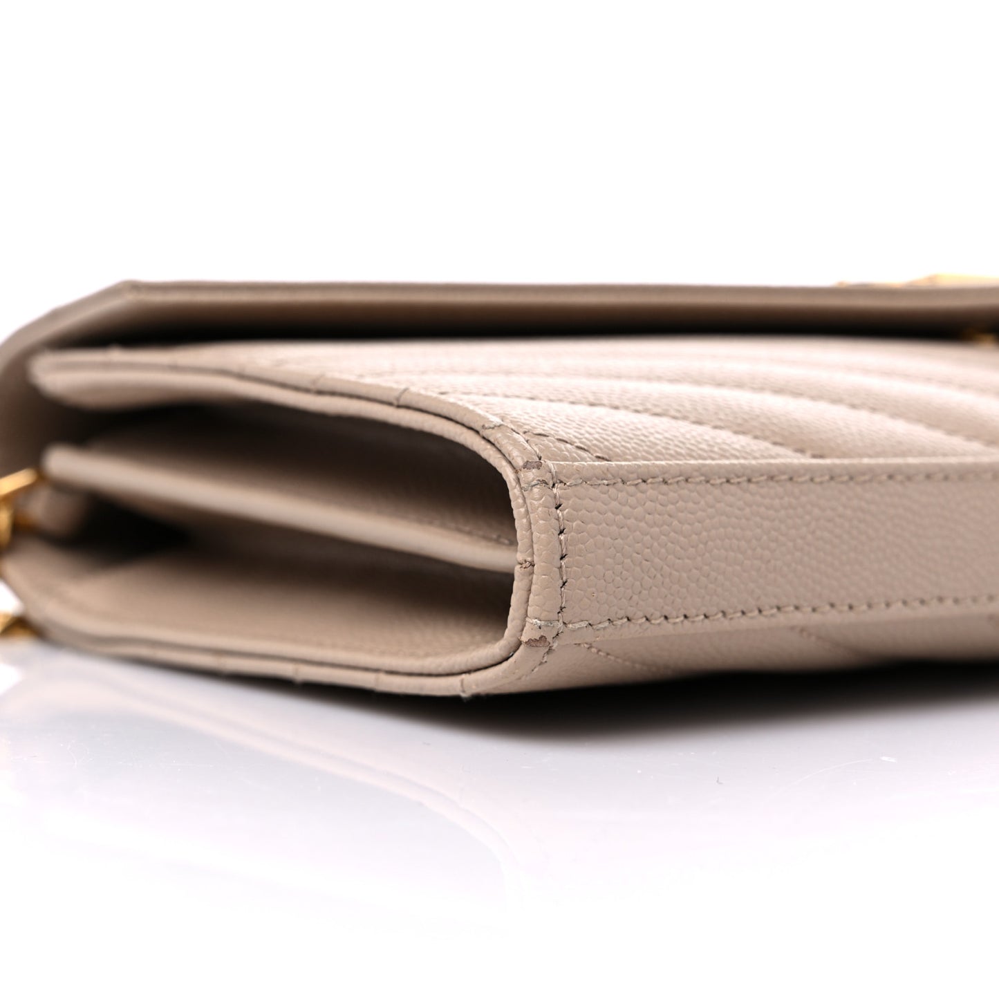 Grain De Poudre Matelasse Chevron Monogram Chain Wallet Nude Powder