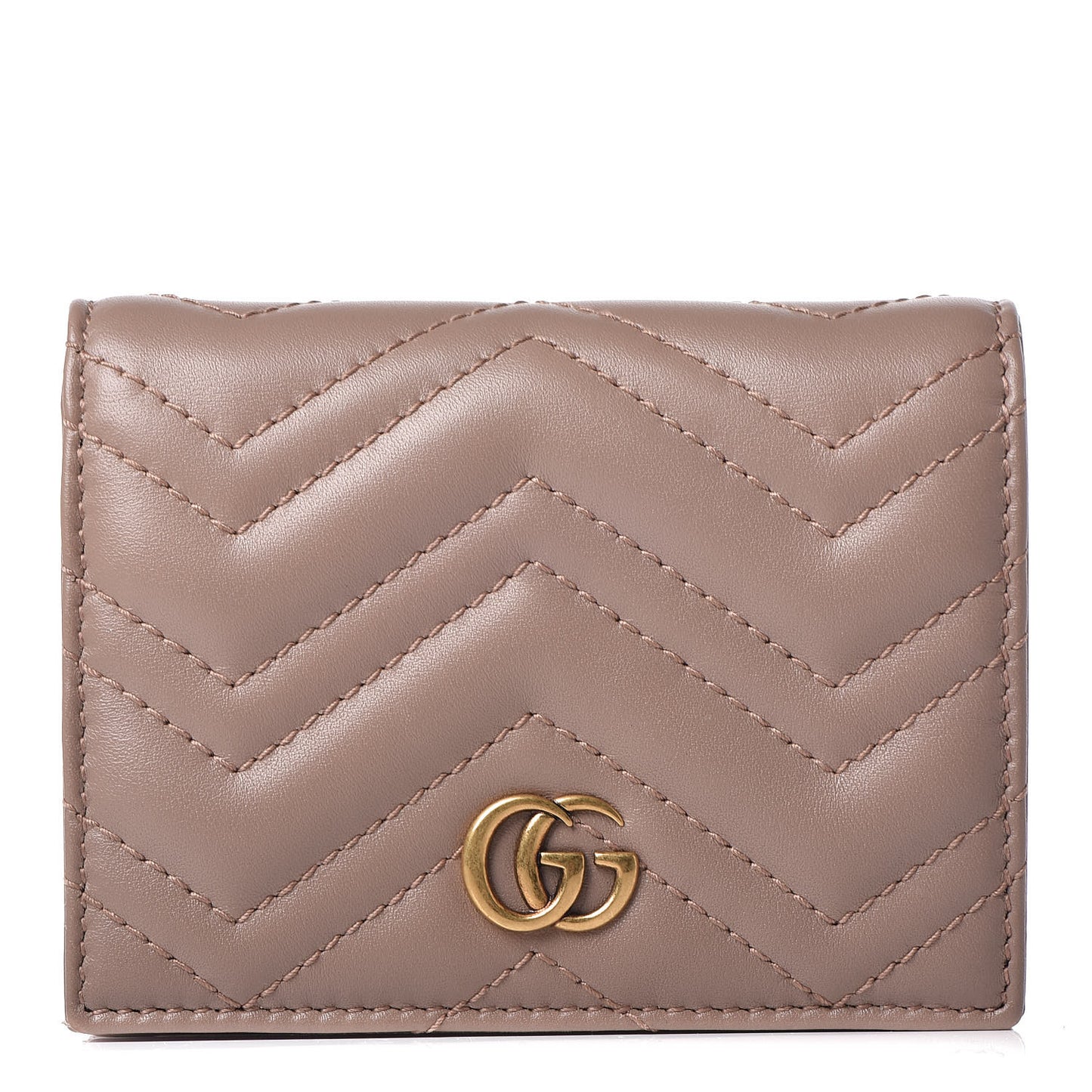 Calfskin Matelasse GG Marmont Card Case Wallet Porcelain Rose