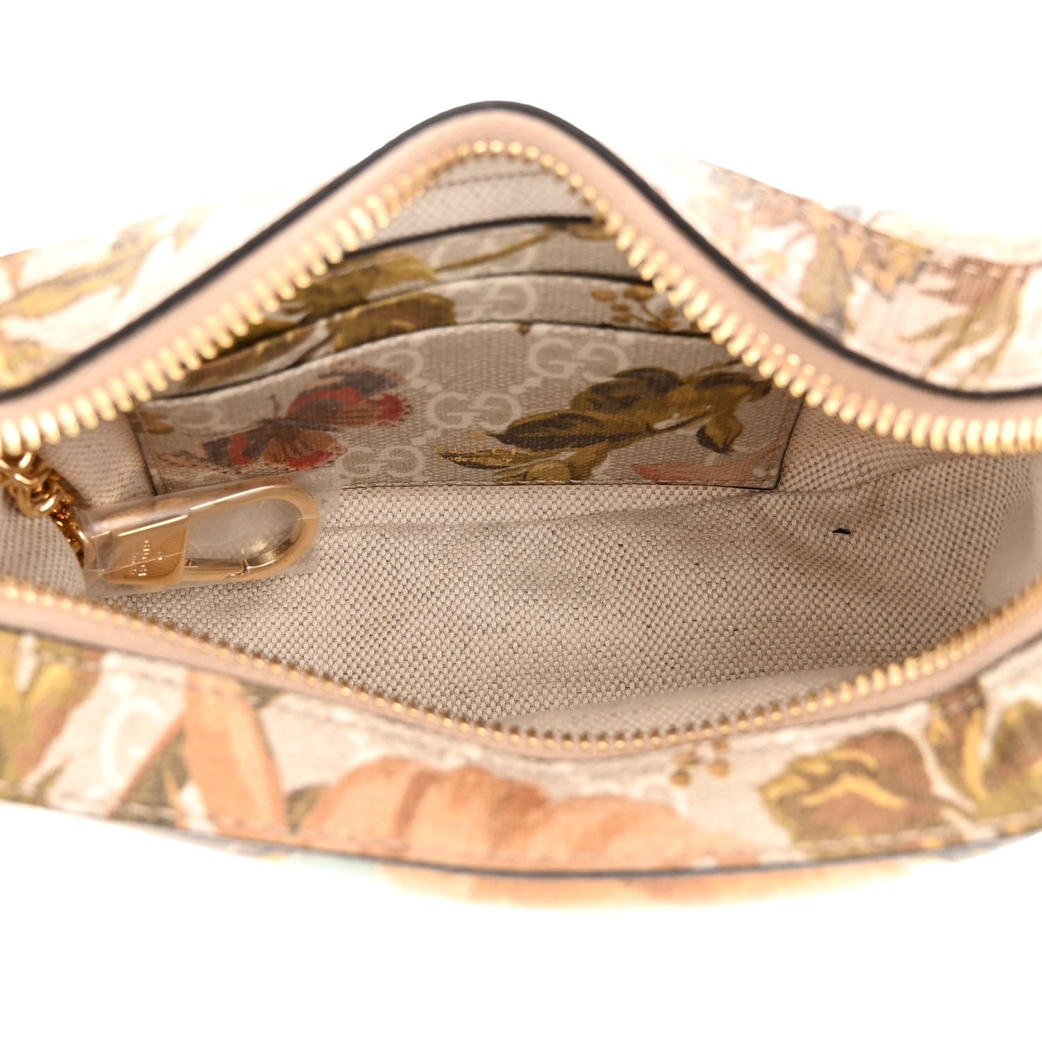 Gucci GG Supreme Monogram Water Flora Web Mini Ophidia Half Moon Hobo Beige White Multicolor 5 of 10