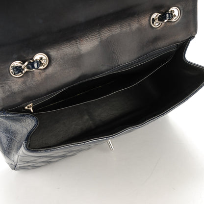 Chanel Distressed Patent Quilted Jumbo Single Flap Navy 5 of 10