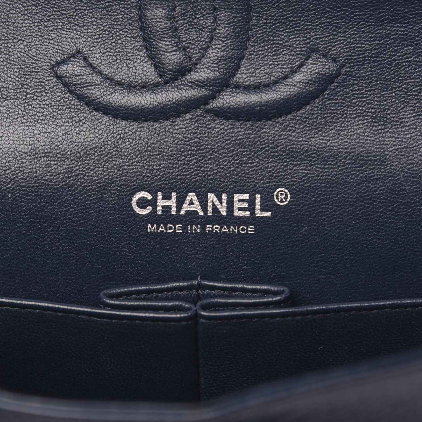 Caviar Quilted Medium Double Flap Navy