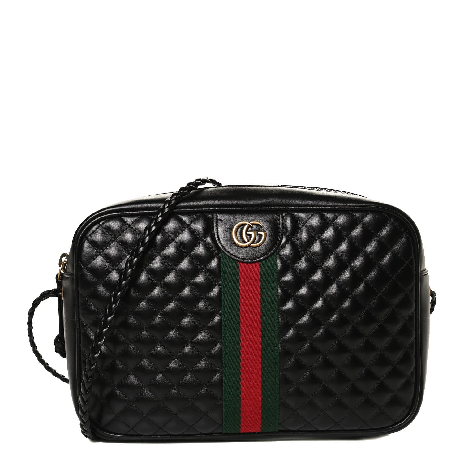 Gucci Calfskin Web Trapuntata Small GG Shoulder Bag Black 1 of 11