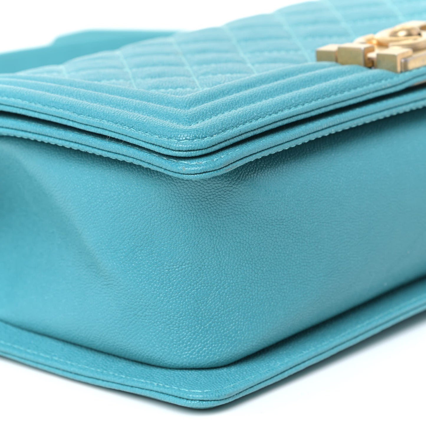 Caviar Quilted Medium Boy Flap Turquoise