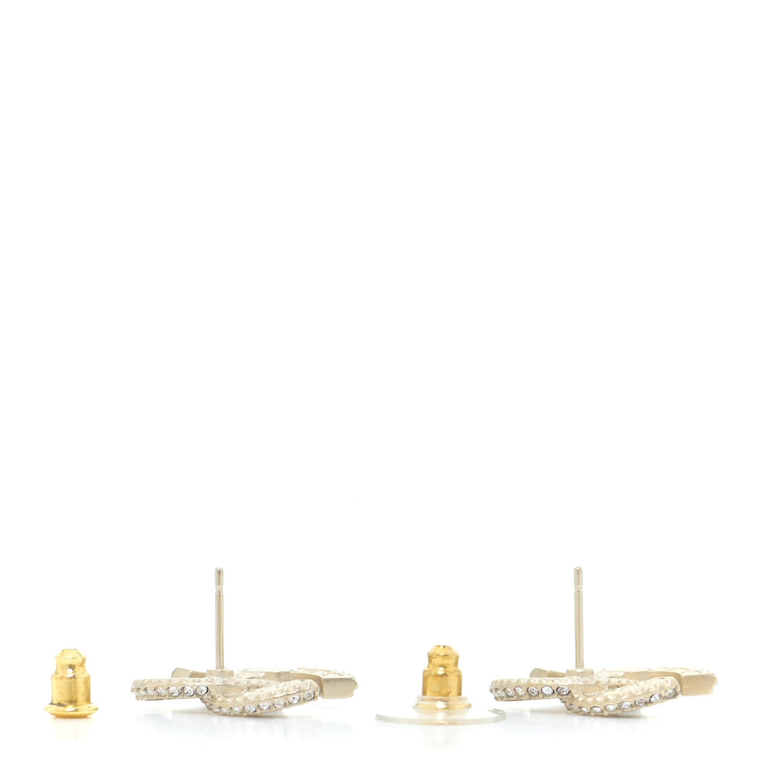 Chanel Crystal Timeless CC Earrings Light Gold 3 of 5