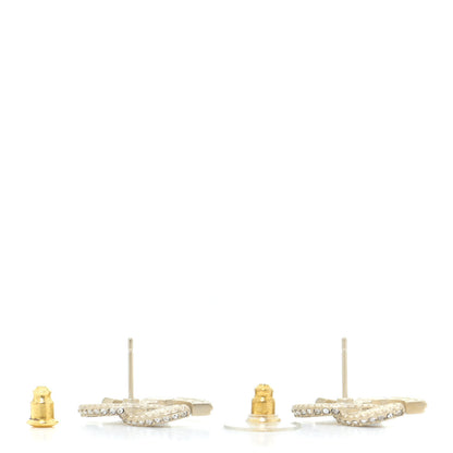 Chanel Crystal Timeless CC Earrings Light Gold 3 of 5
