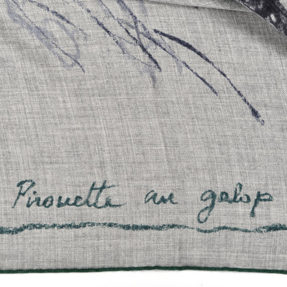 Hermes Cashmere Silk Pirouette au Galop Shawl 140 Gris Chine Prune Vert 4 of 5