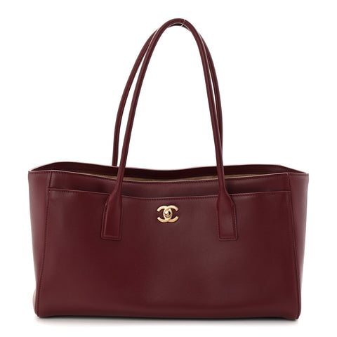 Calfskin Archetype Small Shopping Tote Dark Burgundy