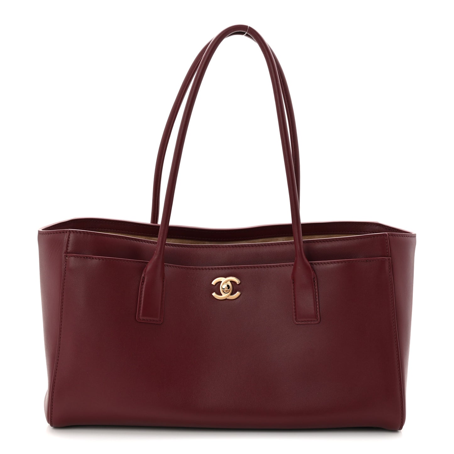 Calfskin Archetype Small Shopping Tote Dark Burgundy