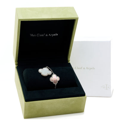 Van Cleef & Arpels 18K White Gold Chalcedony Mother of Pearl 5 Motifs Magic Alhambra Bracelet 4 of 4