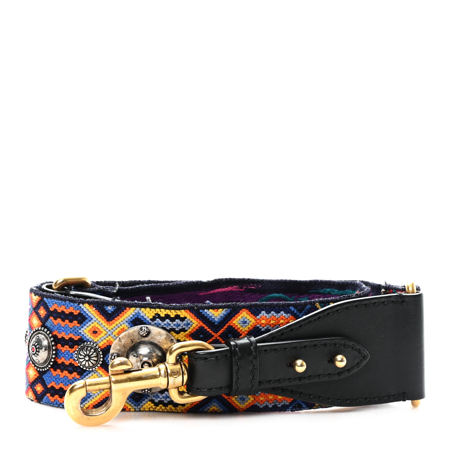 Christian Dior Canvas Embroidered Studded Mexico Shoulder Strap Multicolor 1 of 4