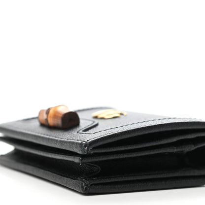 Gucci Wonka Grain Calfskin Diana Card Case Wallet Black 9 of 9