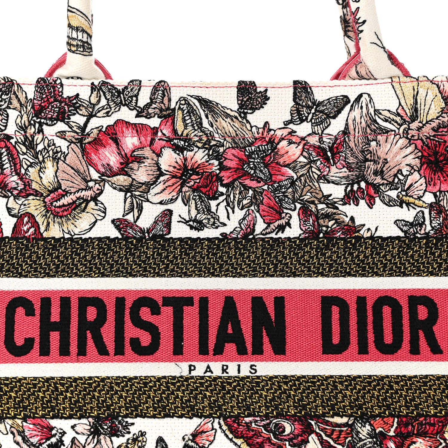 Christian Dior Canvas Embroidered Medium Butterfly Print Book Tote Multicolor 8 of 14