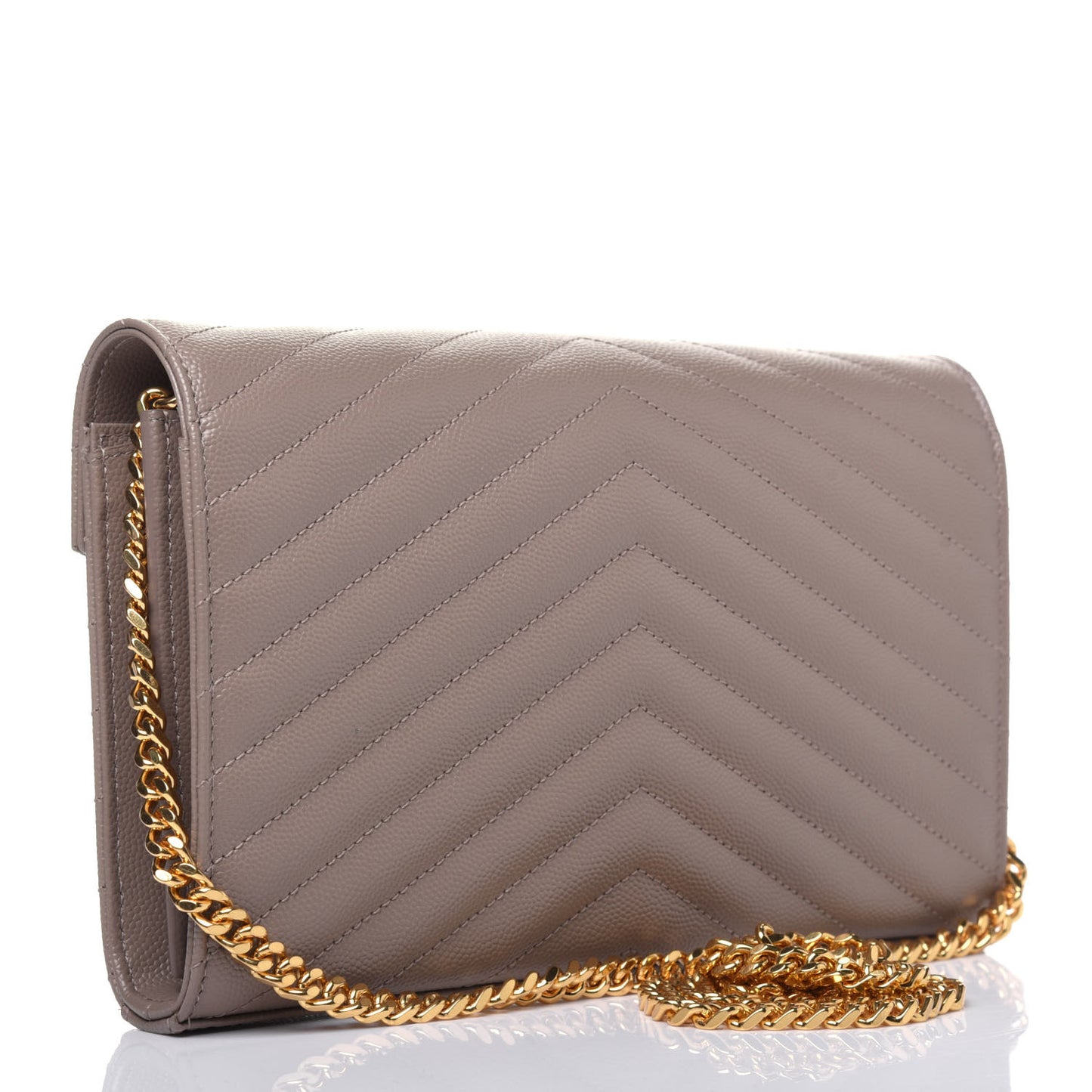 Grain De Poudre Matelasse Chevron Monogram Chain Wallet Fard