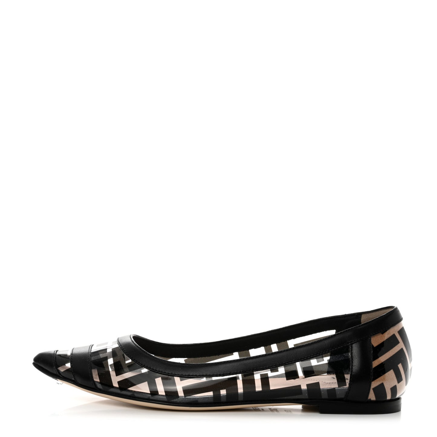 PVC Calfskin FF Colibri Ballerina Flats 36 Black