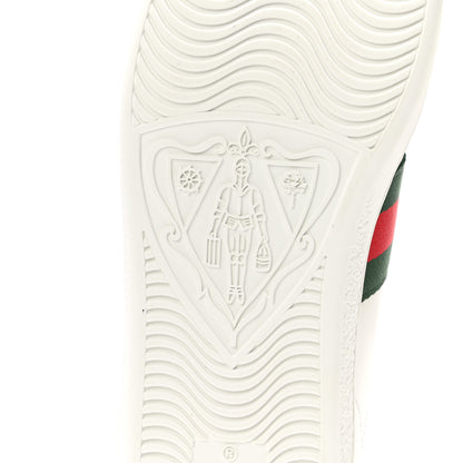 Gucci Calfskin Ayers Bee Embroidered Womens Ace Sneakers 36.5 White Green 6 of 10