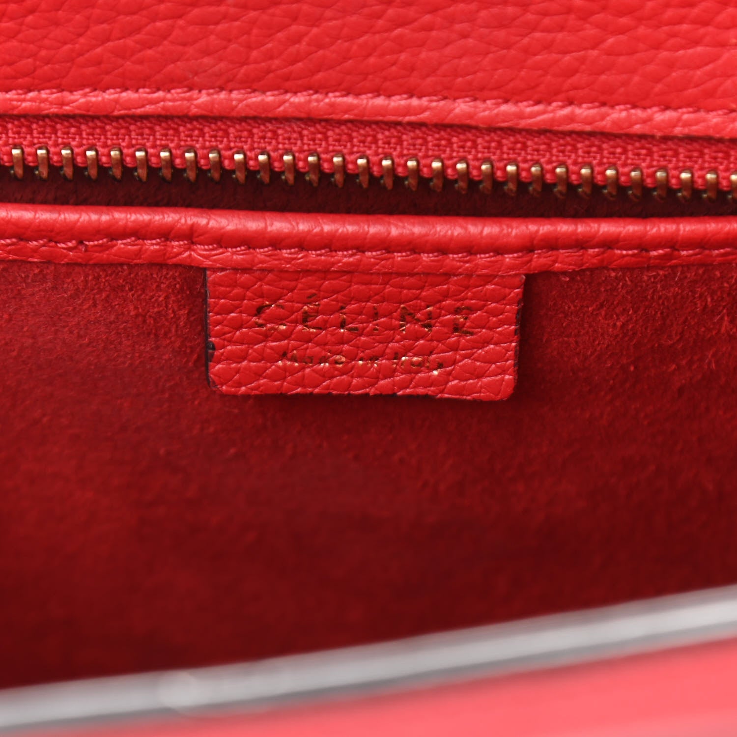 Celine Drummed Calfskin Nano Luggage Red 6 of 12