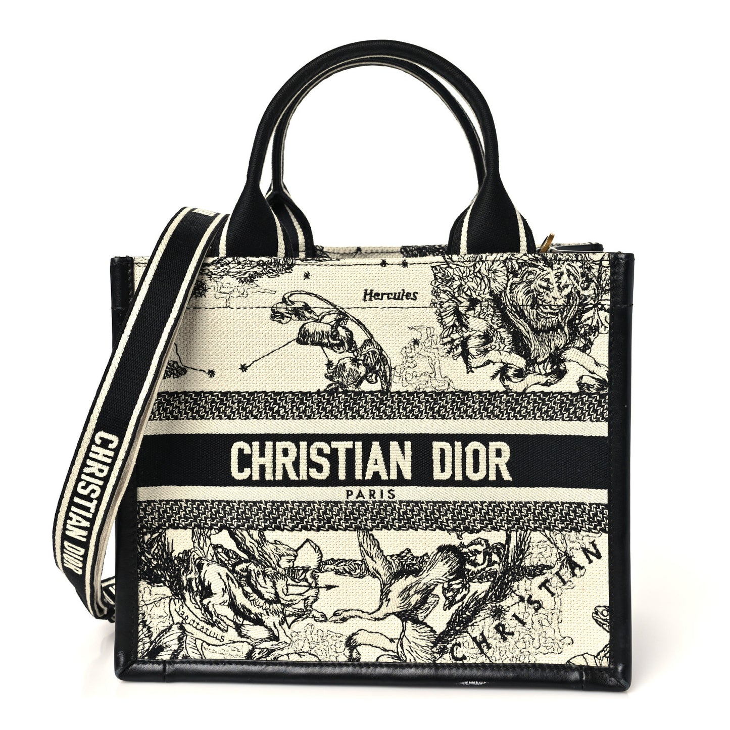 Calfskin Dioriviera Toile De Jouy Small Book Tote With Strap Latte Multicolor