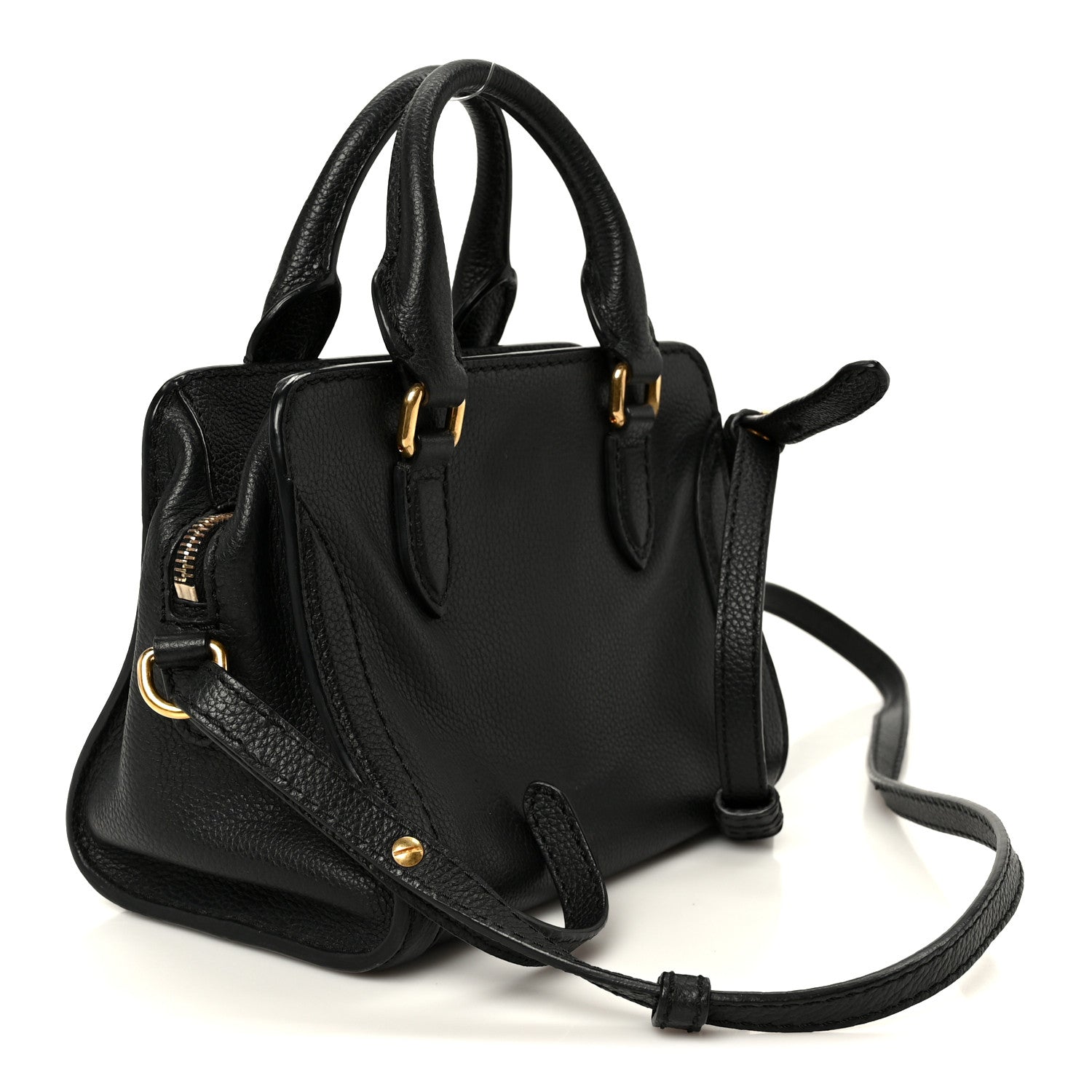Alexander McQueen Pebbled Calfskin Mini Skull Padlock Zip Around Tote Black 3 of 11