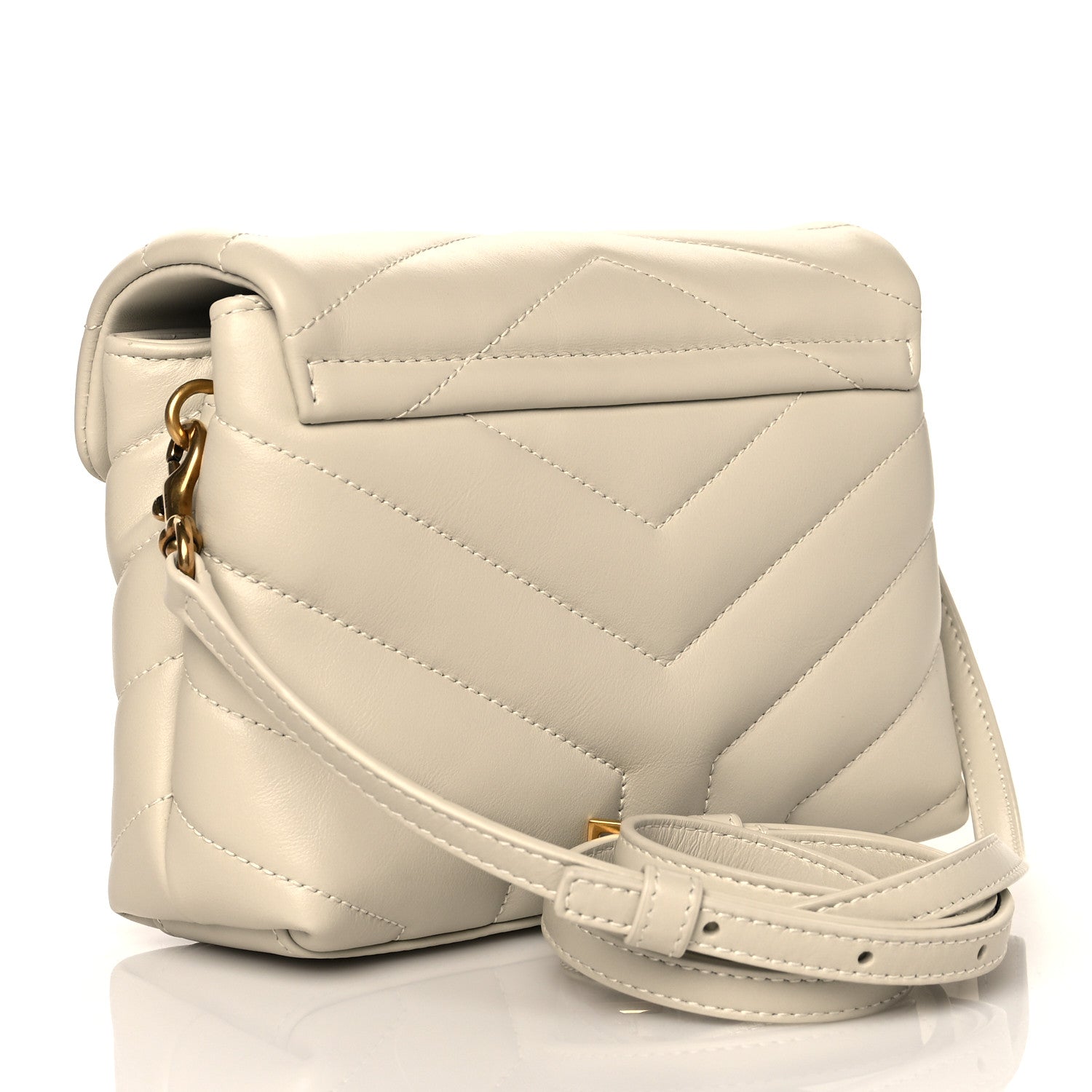 Saint Laurent Calfskin Y Quilted Monogram Toy Loulou Crossbody Bag Crema Soft 4 of 10