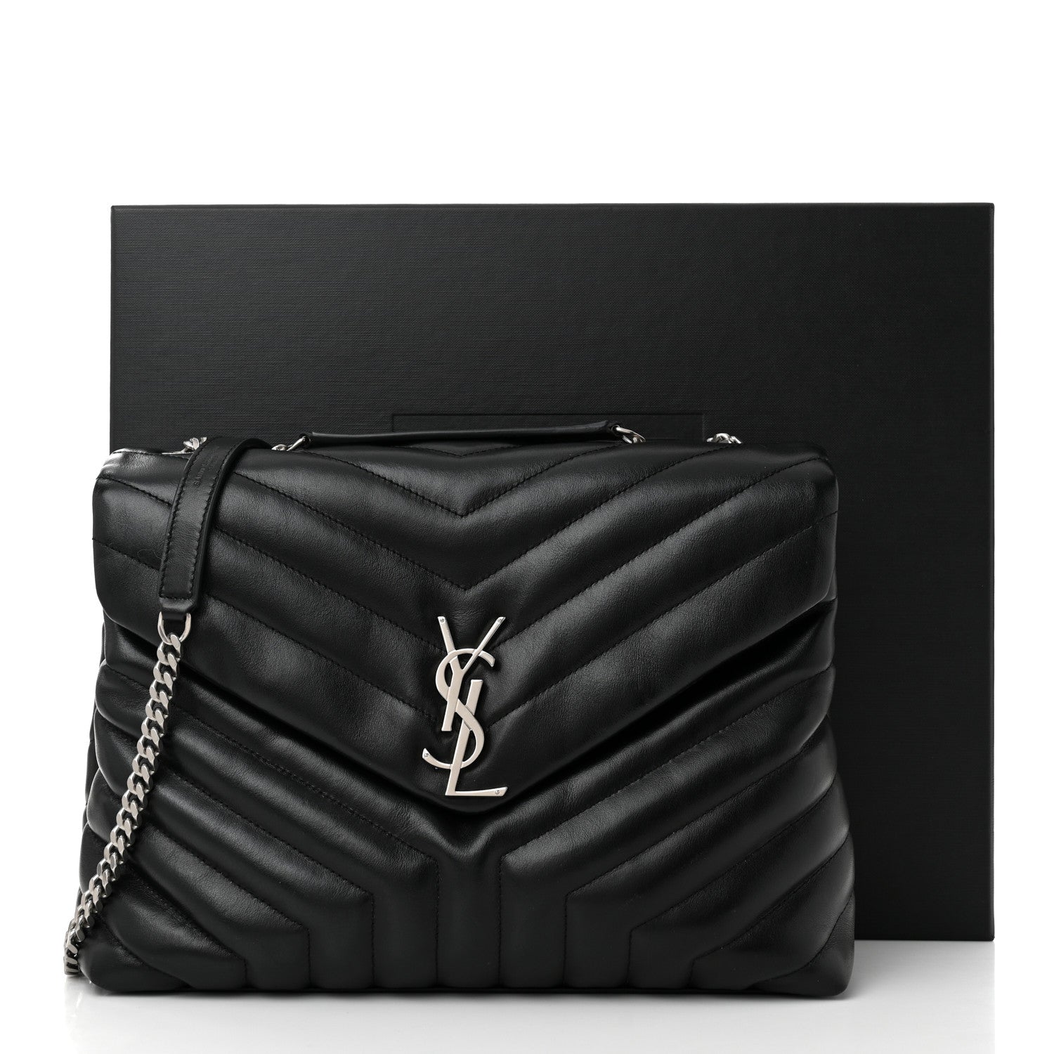 Saint Laurent Calfskin Y Quilted Monogram Medium Loulou Chain Satchel Black 11 of 11