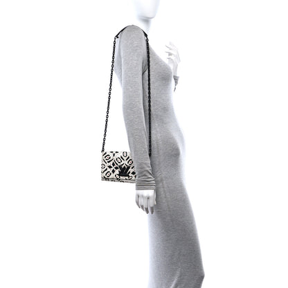 Louis Vuitton Calfskin Graphic Print Twist Chain Wallet White Black White Black 2 of 9