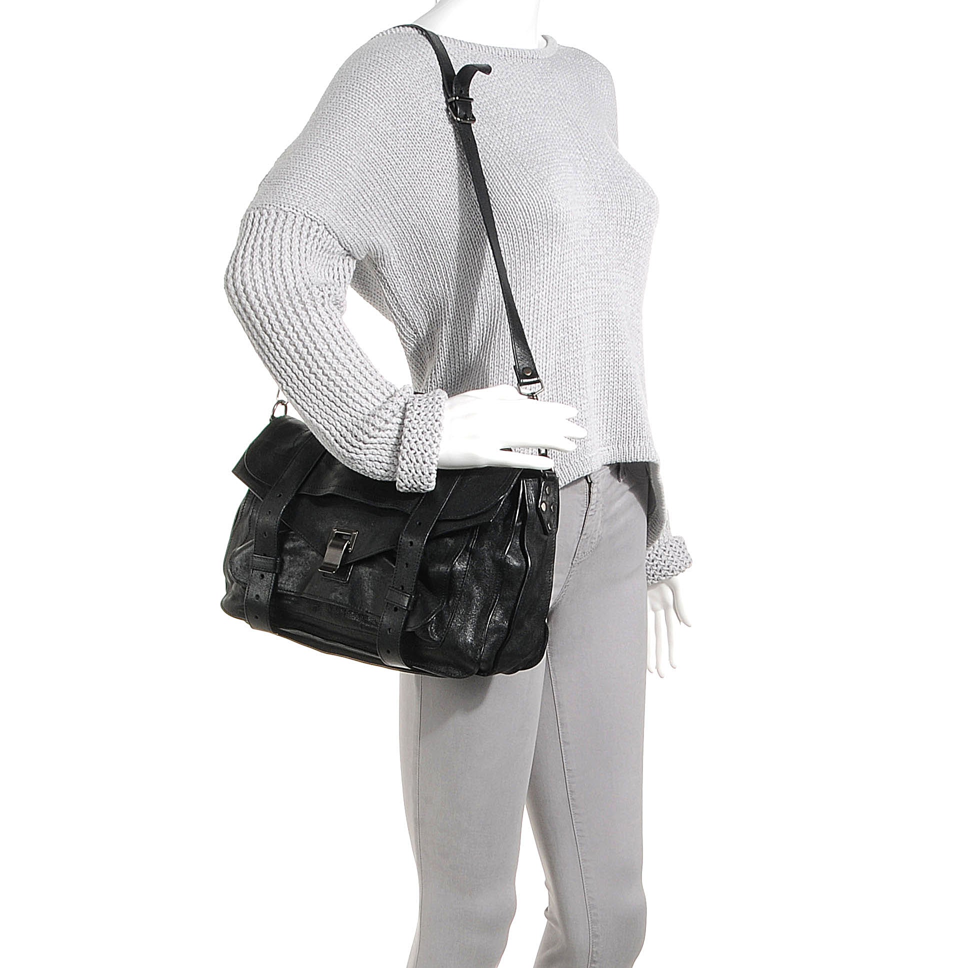 Proenza Schouler Lambskin PS1 Medium Satchel Black 2 of 8