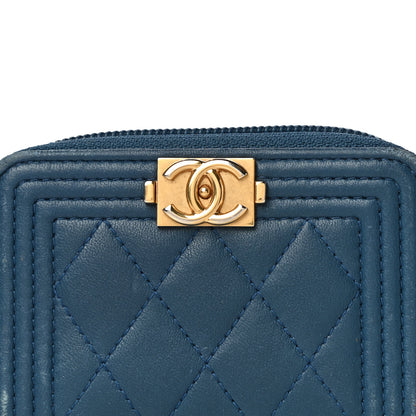 Chanel Caviar Quilted Boy Zip Around Coin Purse Wallet Dark Blue 8 of 17