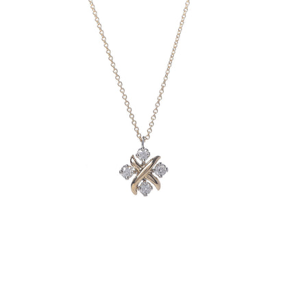 Tiffany Platinum 18K Yellow Gold Diamond Schlumberger Lynn Pendant Necklace 4 of 6